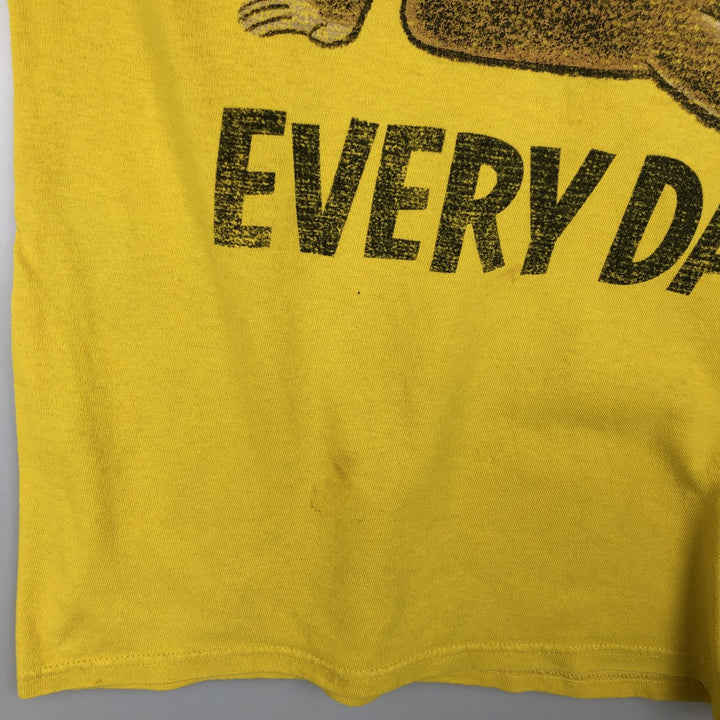 Curious George character print T-shirt (Men's size M) cotton yellow type Vintage Second Hand