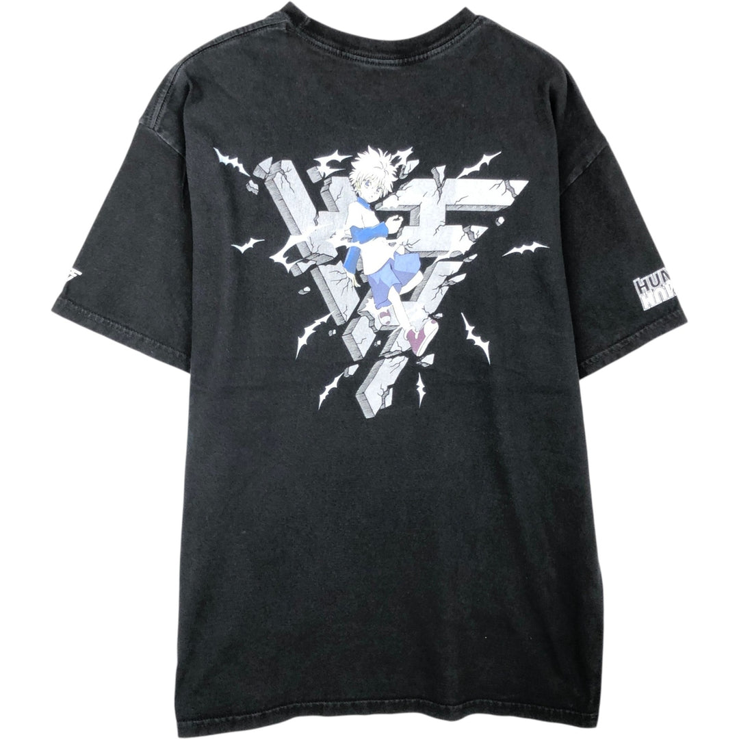 HUNTER HUNTER Hunter Hunter Killua Anime Character Print T-shirt Men's L size unclear black type Vintage Second Hand