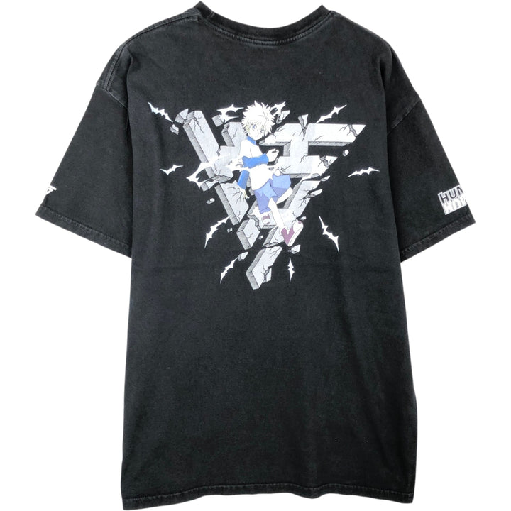 HUNTER HUNTER Hunter Hunter Killua Anime Character Print T-shirt Men's L size unclear black type Vintage Second Hand