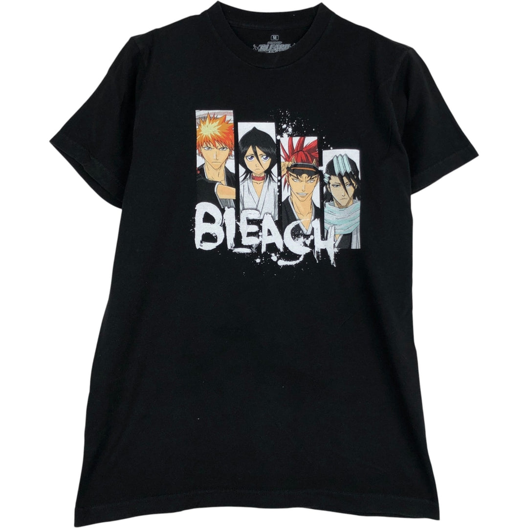 BLEACH Anime Character Print T-Shirt, Men's M Size cotton black type Vintage Second Hand