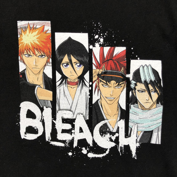 BLEACH Anime Character Print T-Shirt, Men's M Size cotton black type Vintage Second Hand