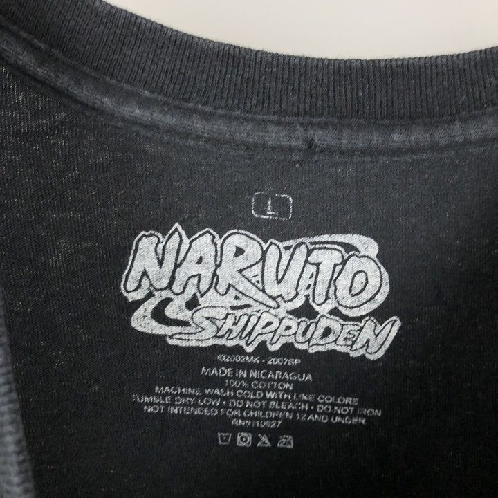 NARUTO SHIPPUDEN Uchiha Sasuke Anime Character Print T-Shirt (Men's Size L) cotton black type Vintage Second Hand
