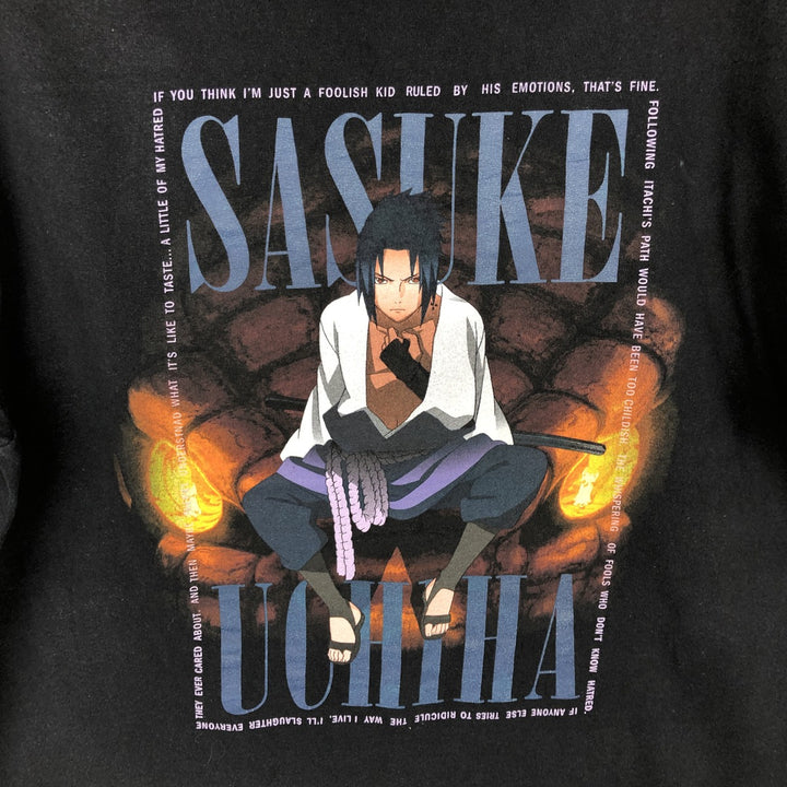 NARUTO SHIPPUDEN Uchiha Sasuke Anime Character Print T-Shirt (Men's Size L) cotton black type Vintage Second Hand