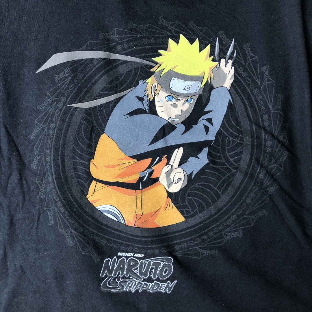 NARUTO SHIPPUDEN Naruto Shippuden Uzumaki Naruto Anime Character Print T-Shirt Men's M Size cotton black type Vintage Second Hand