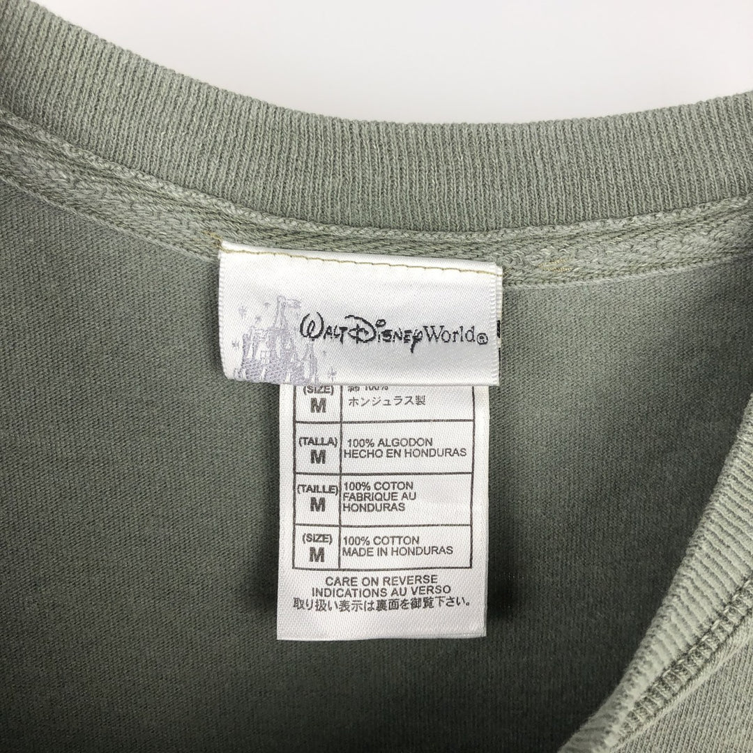 Walt Disney World MICKEY MOUSE character print T-shirt, men's size M (approx.) cotton Khaki type Vintage Second Hand