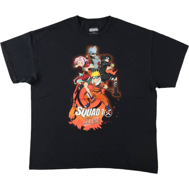 NARUTO Anime Character Print T-Shirt, Men's Size XL (approx.) cotton black type Vintage Second Hand