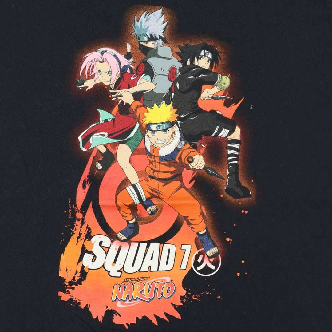 NARUTO Anime Character Print T-Shirt, Men's Size XL (approx.) cotton black type Vintage Second Hand