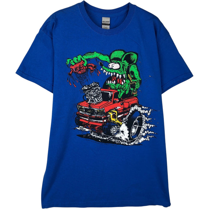 Gildan Rat Fink character print T-shirt, men's size M (approx.) cotton blue type Vintage Second Hand