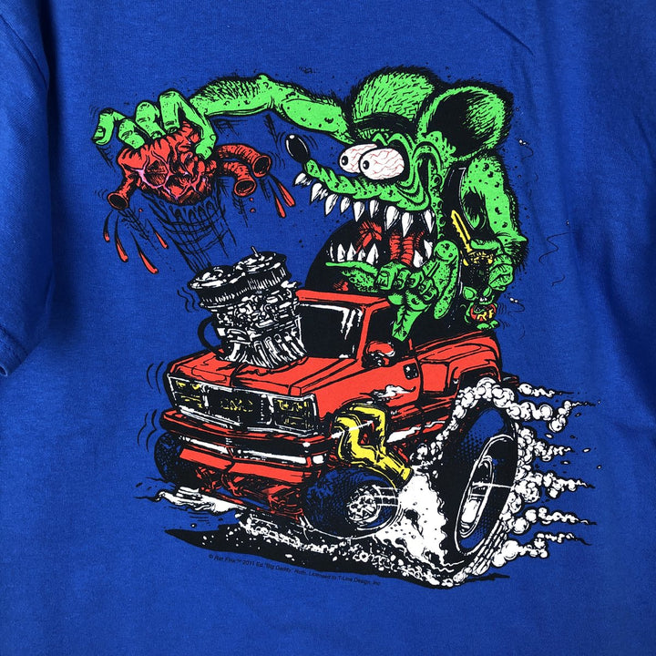 Gildan Rat Fink character print T-shirt, men's size M (approx.) cotton blue type Vintage Second Hand