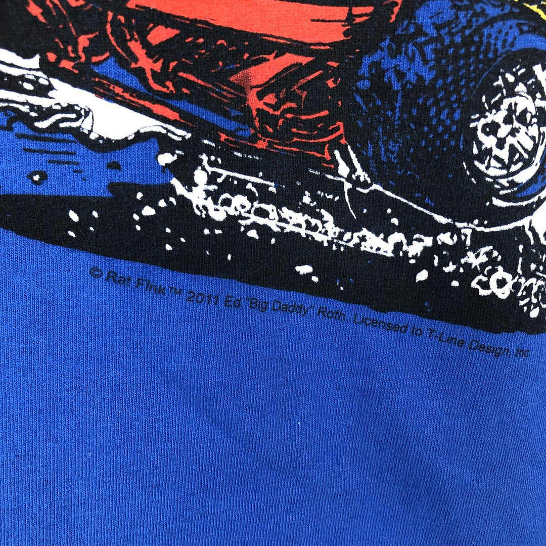 Gildan Rat Fink character print T-shirt, men's size M (approx.) cotton blue type Vintage Second Hand