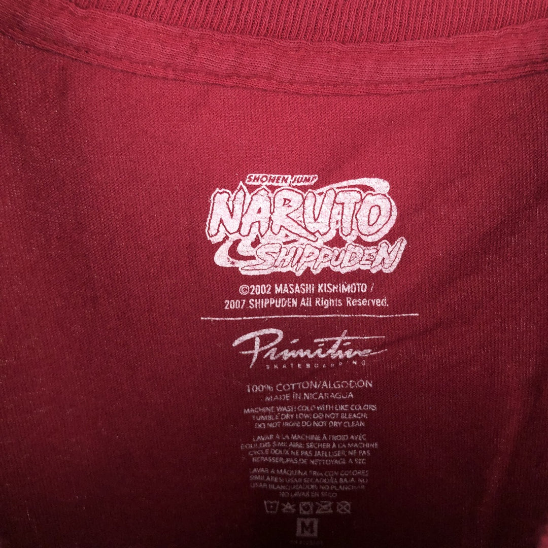 2000'S PRIMITIVE NARUTO SHIPPUDEN Naruto Shippuden Anime Character Print T-Shirt, Men's Size M (approx.) cotton red type Vintage Second Hand