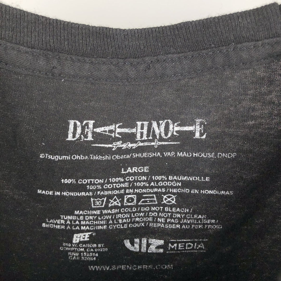DEATH NOTE Anime Character Print T-Shirt Men's Size L cotton black type Vintage Second Hand