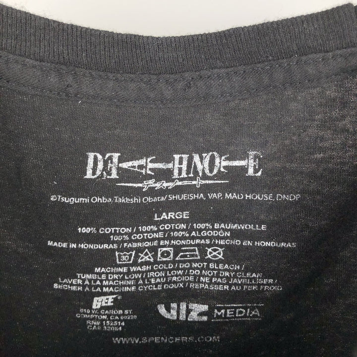 DEATH NOTE Anime Character Print T-Shirt Men's Size L cotton black type Vintage Second Hand