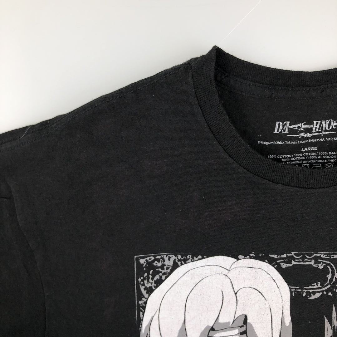 DEATH NOTE Anime Character Print T-Shirt Men's Size L cotton black type Vintage Second Hand
