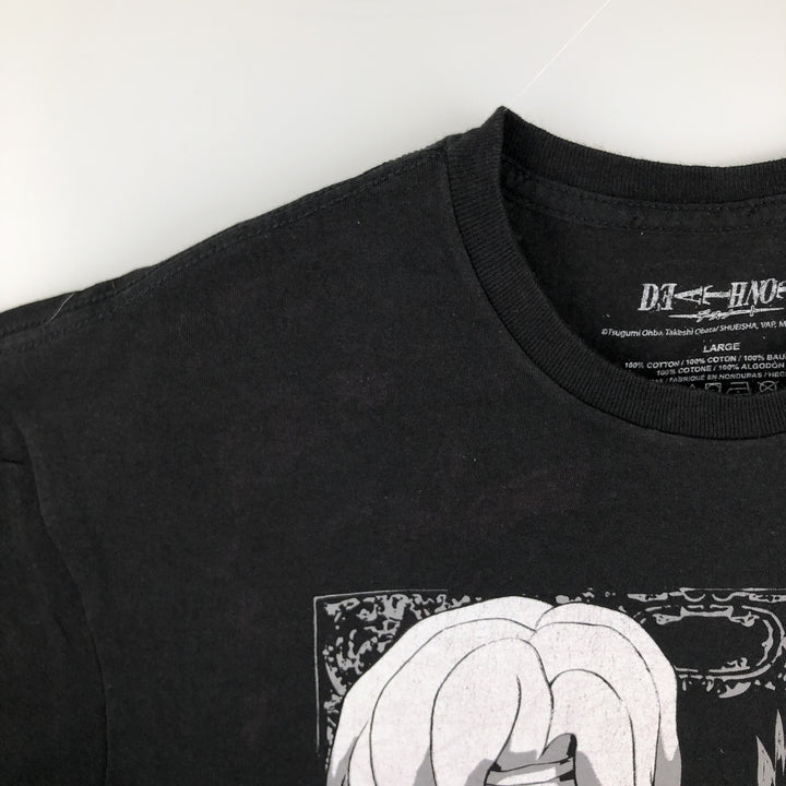 DEATH NOTE Anime Character Print T-Shirt Men's Size L cotton black type Vintage Second Hand