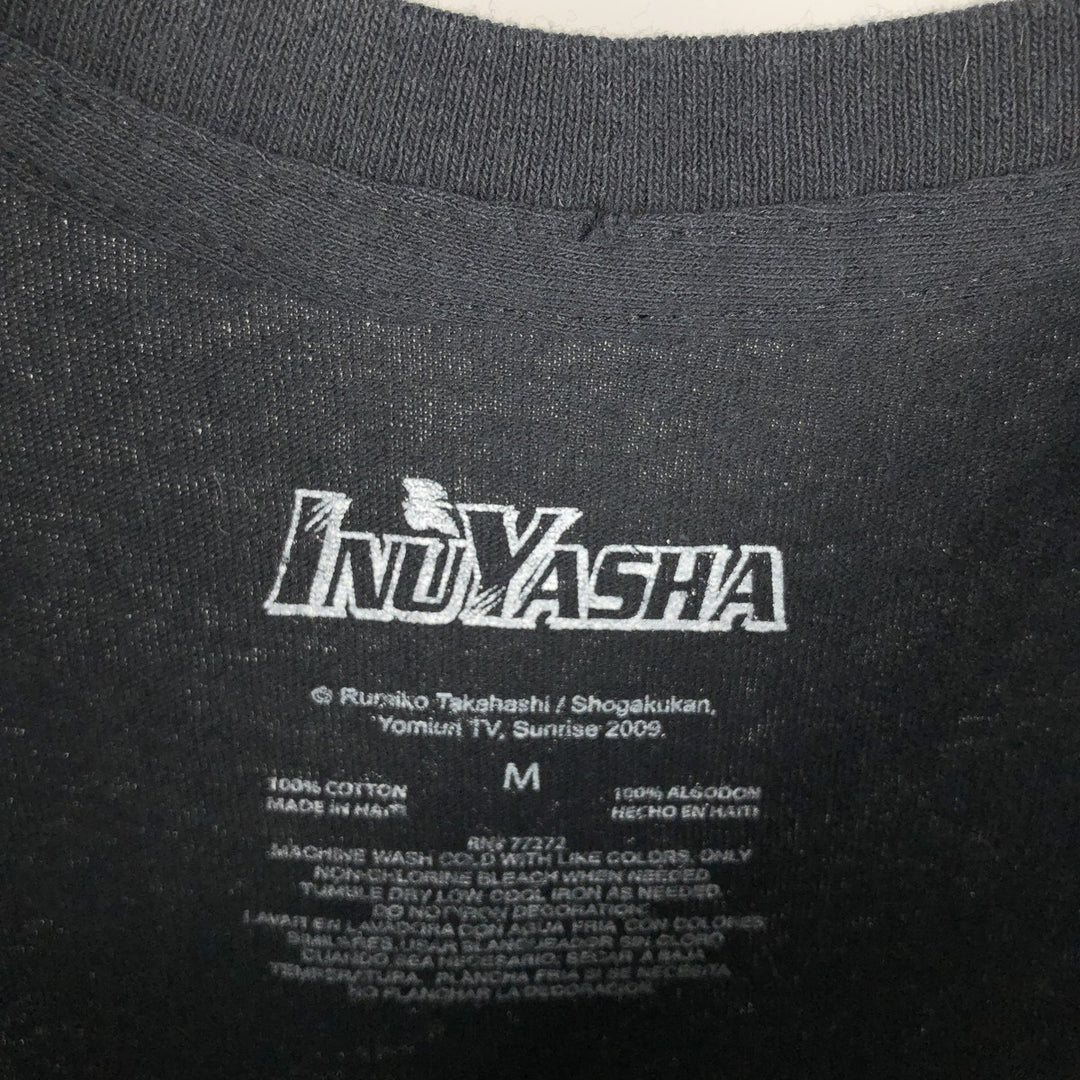 2000'S INUYASHA Anime Character Print T-Shirt, Men's Size M cotton black type Vintage Second Hand