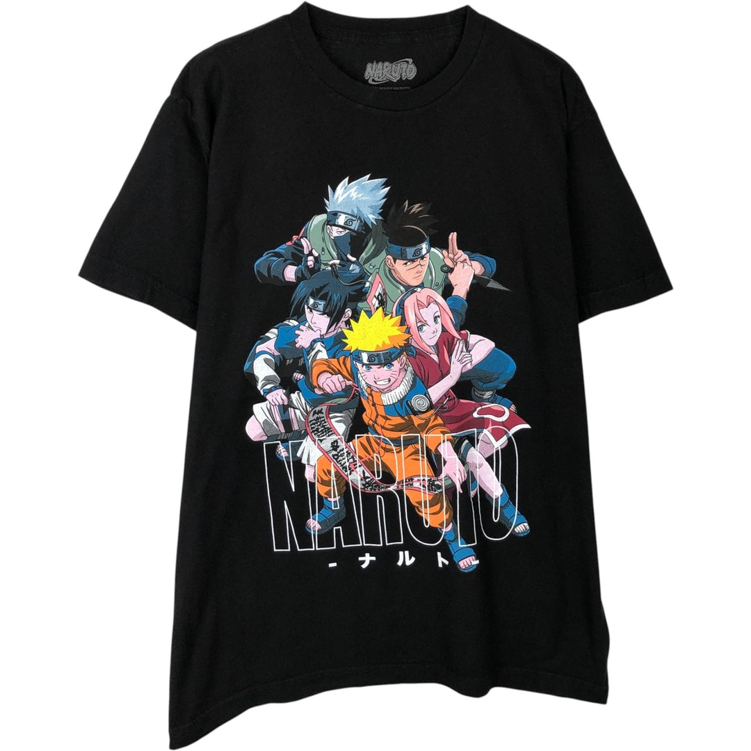 NARUTO SHIPPUDEN Naruto Shippuden Anime Character Print T-Shirt Men's L size cotton black type Vintage Second Hand