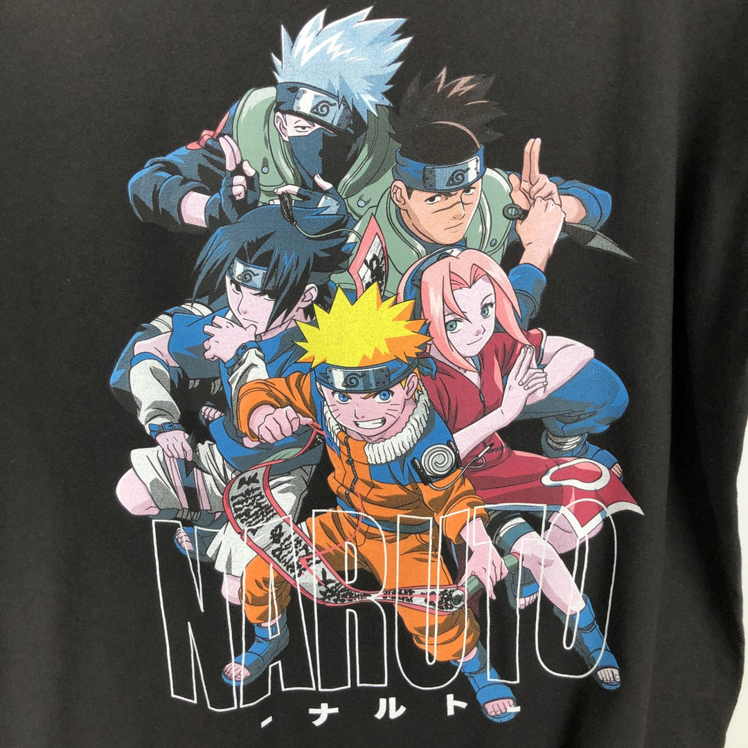 NARUTO SHIPPUDEN Naruto Shippuden Anime Character Print T-Shirt Men's L size cotton black type Vintage Second Hand