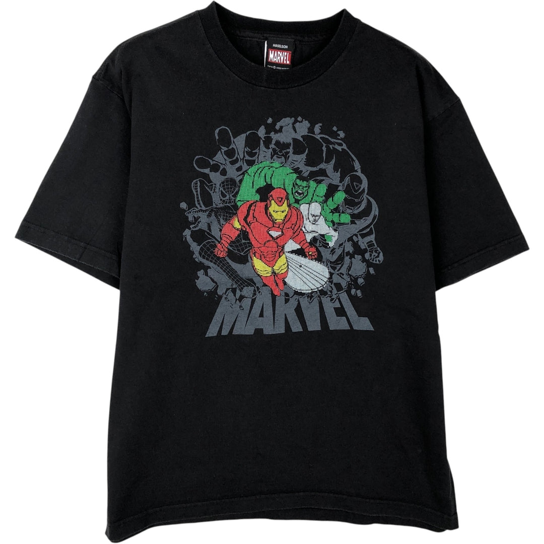Marvel character print T-shirt, men's size XL. cotton black type Vintage Second Hand