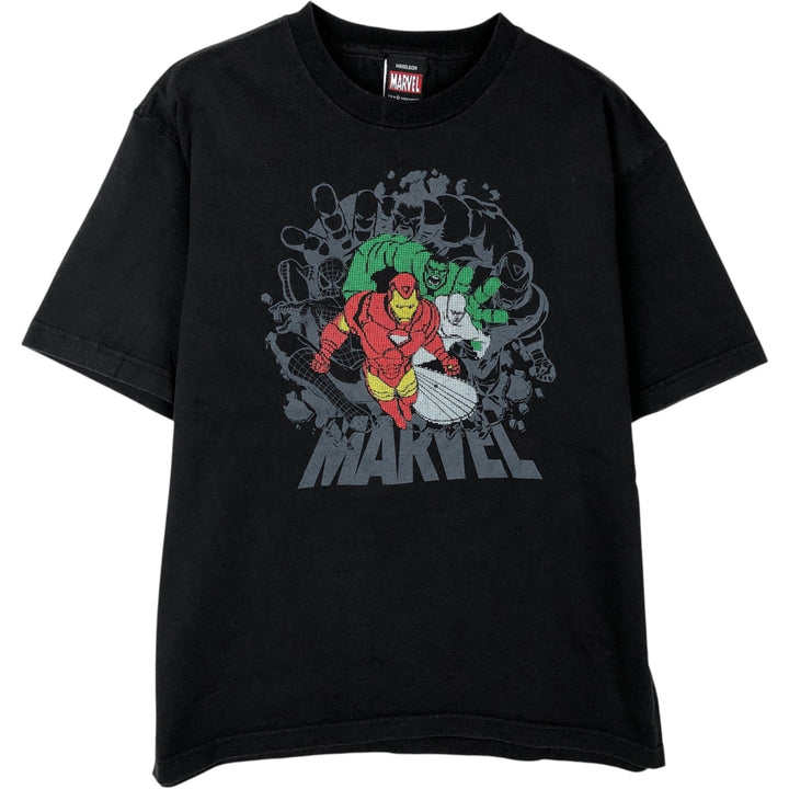 Marvel character print T-shirt, men's size XL. cotton black type Vintage Second Hand