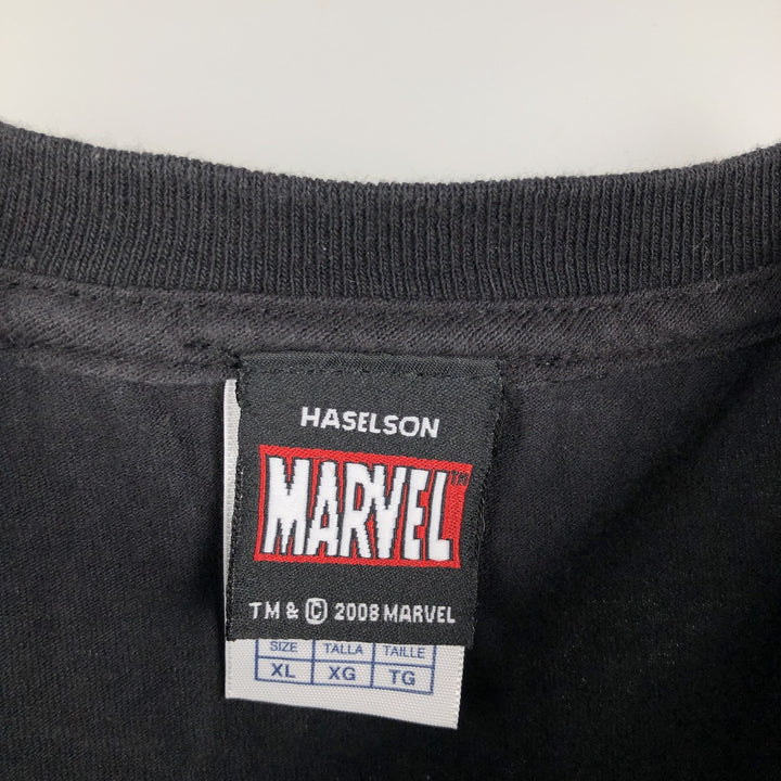 Marvel character print T-shirt, men's size XL. cotton black type Vintage Second Hand