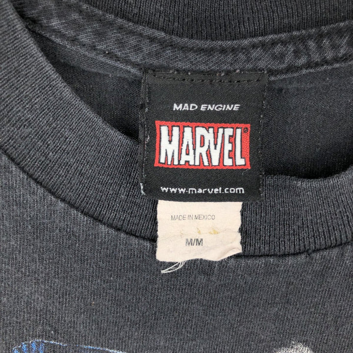 MARVEL character print T-shirt, men's size M cotton black type Vintage Second Hand