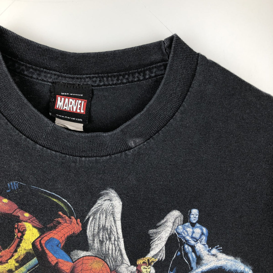 MARVEL character print T-shirt, men's size M cotton black type Vintage Second Hand