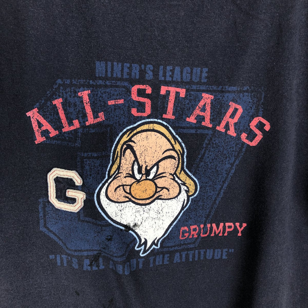 Snow White and the Seven Dwarfs - Grumpy Anime Character Print T-Shirt (Men's XL equivalent) unclear navy blue type Vintage Second Hand