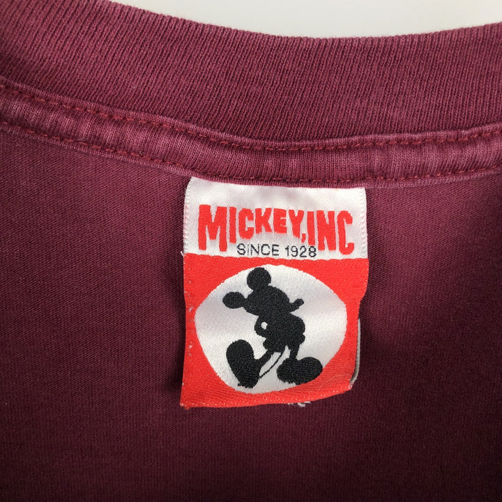 90'S MICKEY MOUSE Mickey Mouse character print T-shirt, men's XL size, vintage unclear Red type red-purple Vintage Second Hand
