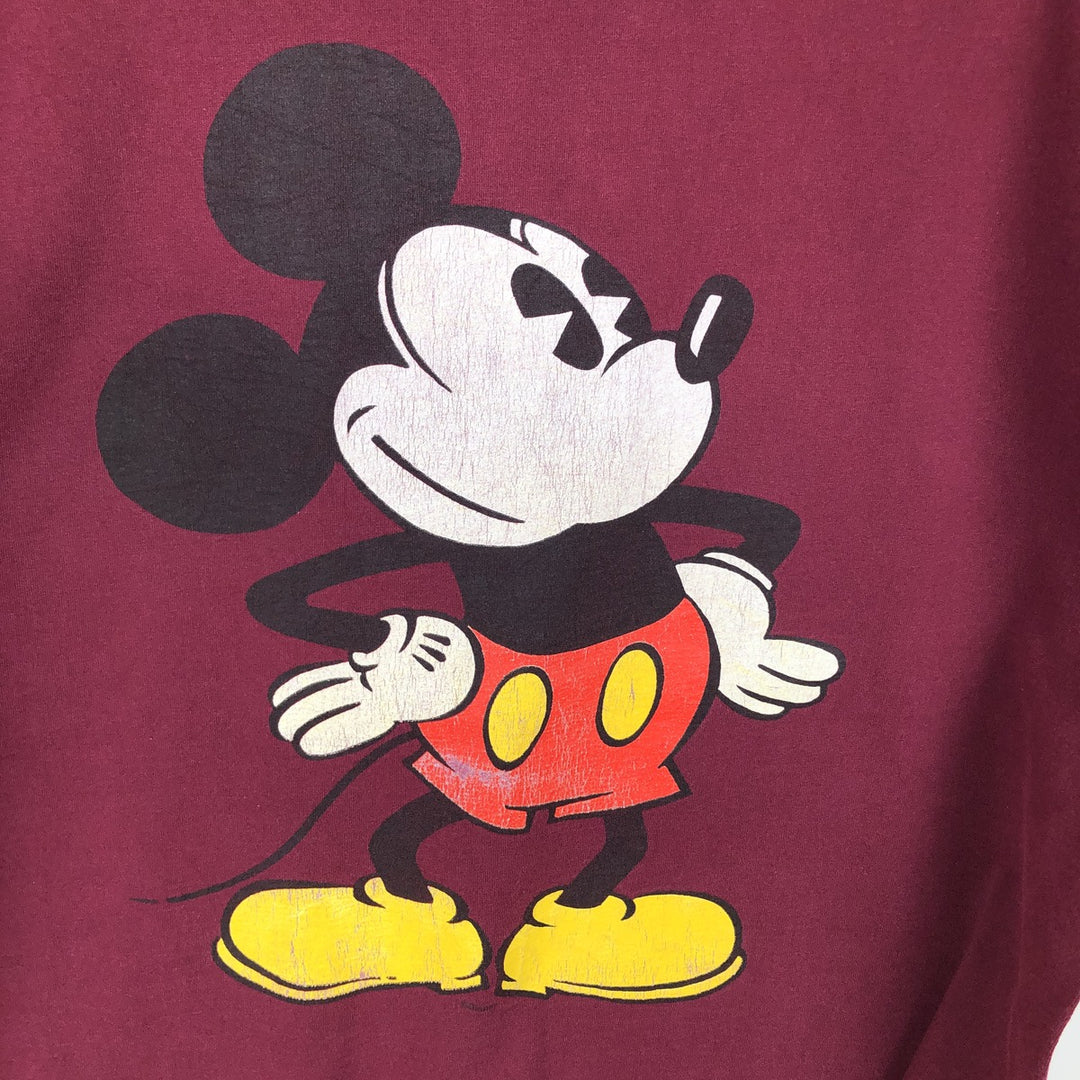 90'S MICKEY MOUSE Mickey Mouse character print T-shirt, men's XL size, vintage unclear Red type red-purple Vintage Second Hand