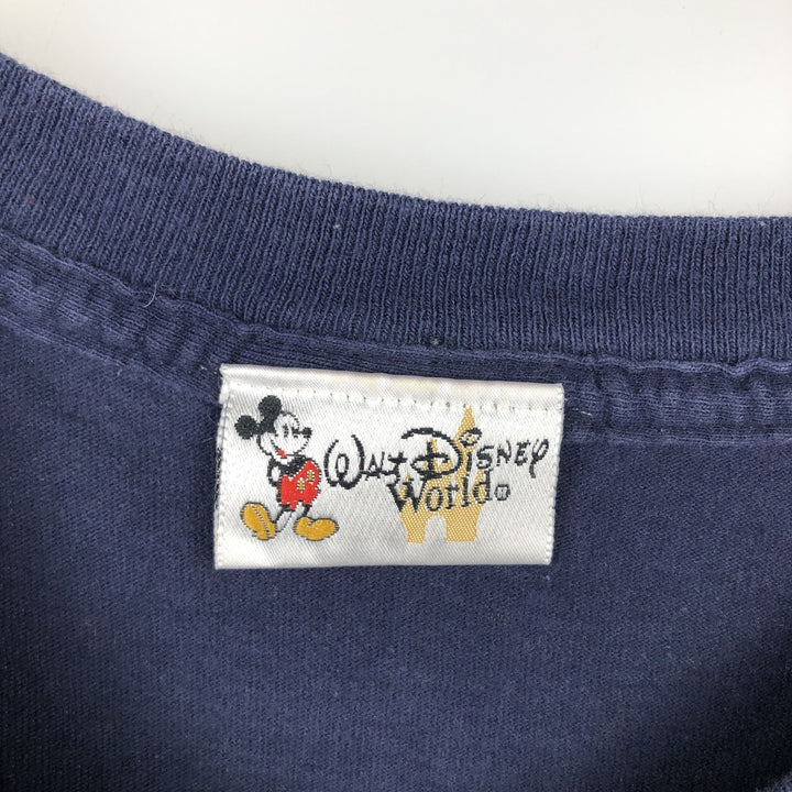 90'S Walt Disney World MICKEY MOUSE character print T-shirt, men's size XL (approx.), vintage. cotton navy blue type Vintage Second Hand