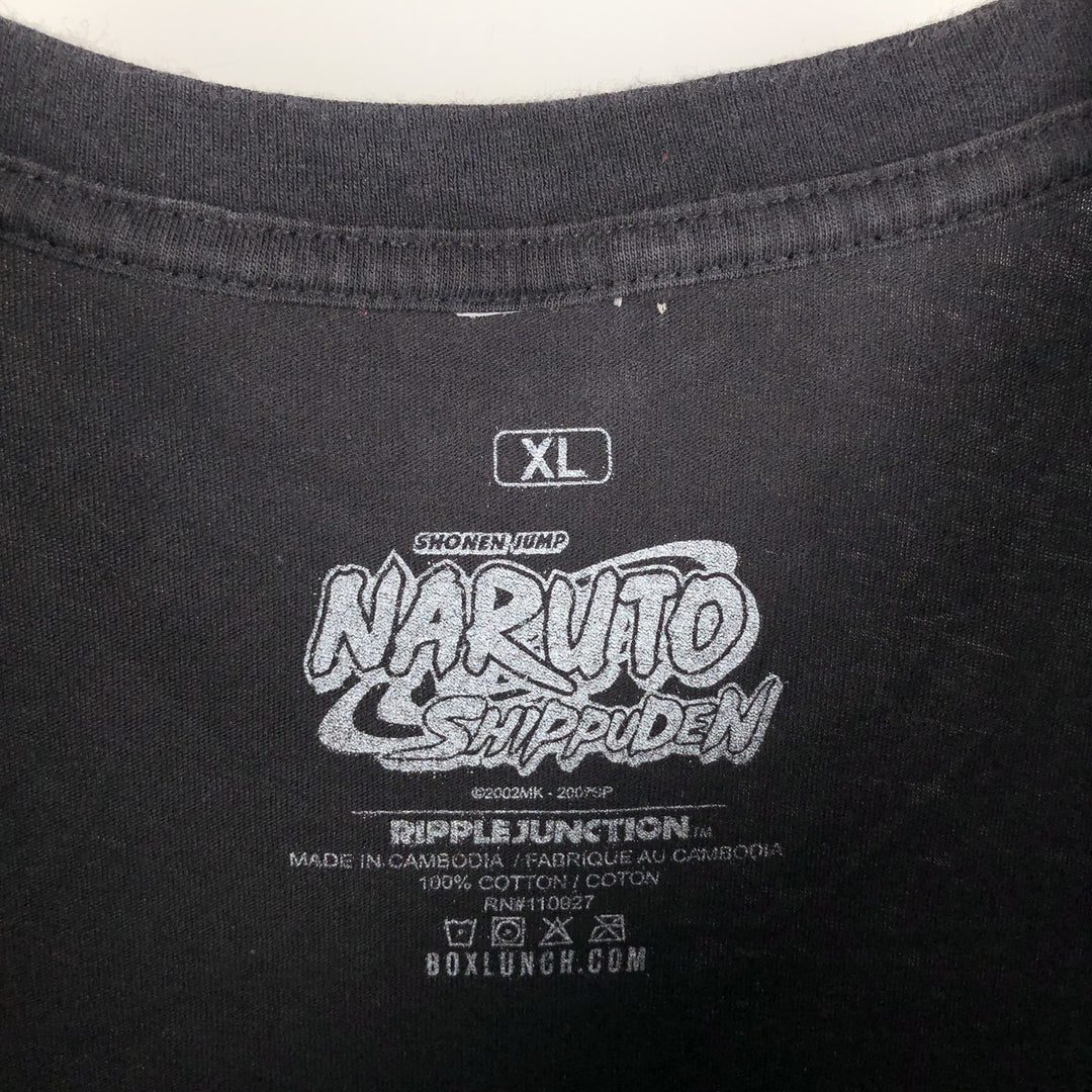 NARUTO SHIPPUDEN Naruto Shippuden Anime Character Print T-Shirt, Men's, Size XL cotton black type Vintage Second Hand