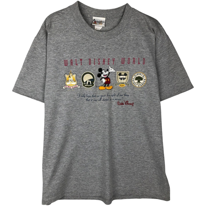 2000'S Walt Disney World Mickey Mouse character print T-shirt, made in USA, men's size L equivalent. cotton gray type Vintage Second Hand