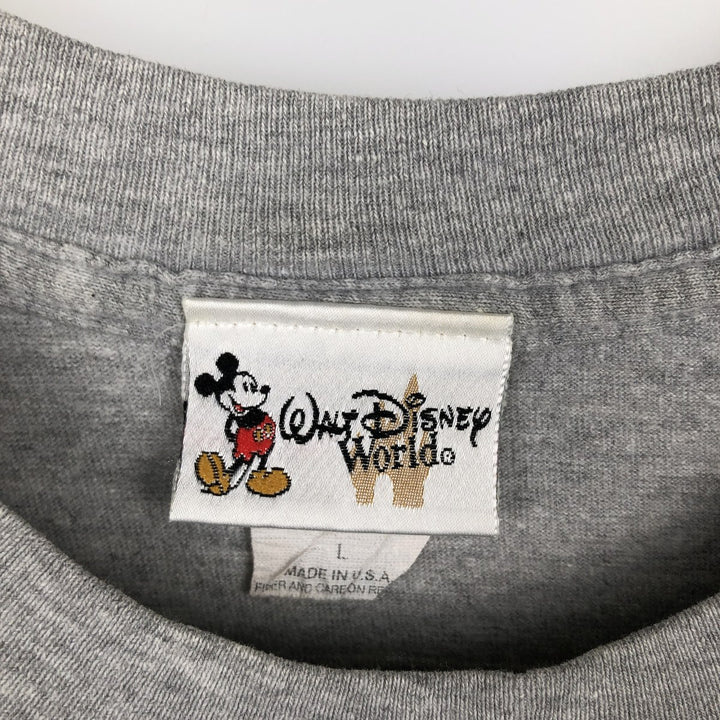 2000'S Walt Disney World Mickey Mouse character print T-shirt, made in USA, men's size L equivalent. cotton gray type Vintage Second Hand