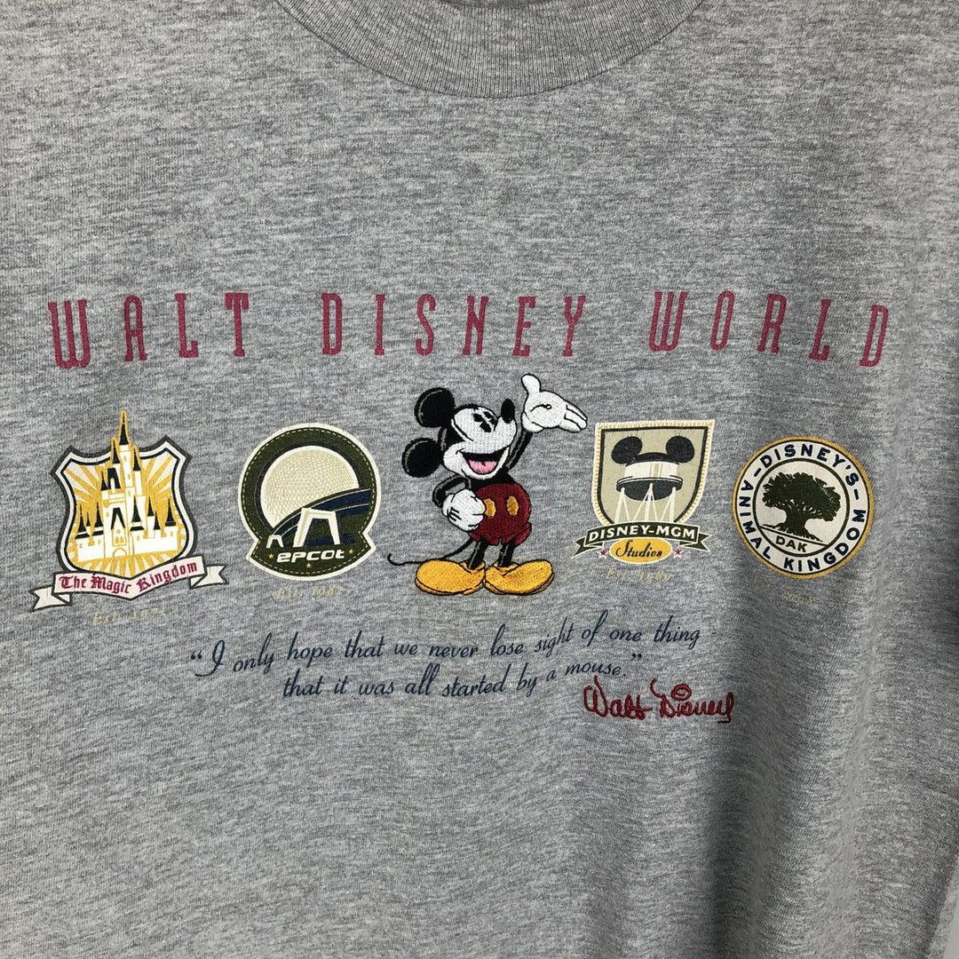 2000'S Walt Disney World Mickey Mouse character print T-shirt, made in USA, men's size L equivalent. cotton gray type Vintage Second Hand