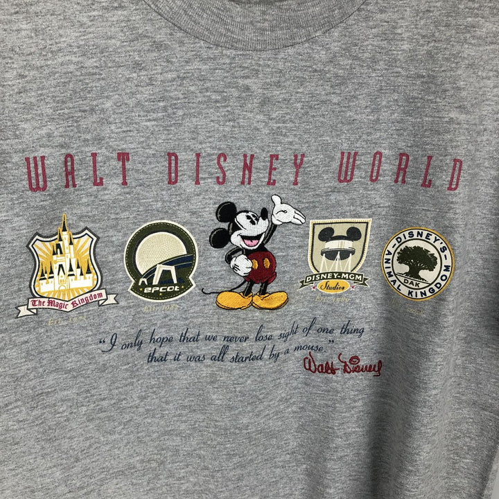 2000'S Walt Disney World Mickey Mouse character print T-shirt, made in USA, men's size L equivalent. cotton gray type Vintage Second Hand