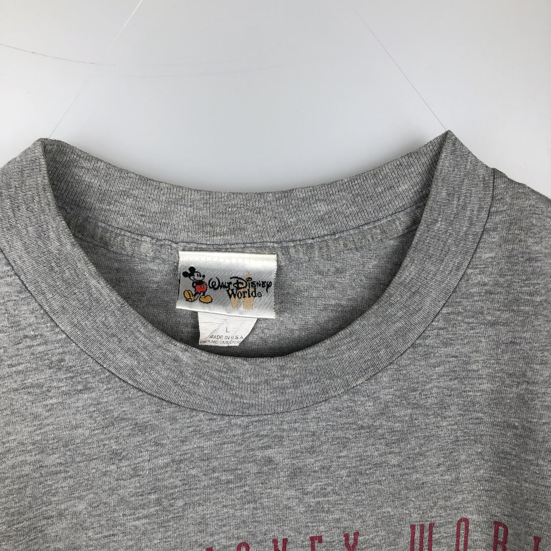 2000'S Walt Disney World Mickey Mouse character print T-shirt, made in USA, men's size L equivalent. cotton gray type Vintage Second Hand