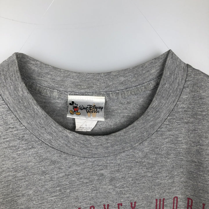 2000'S Walt Disney World Mickey Mouse character print T-shirt, made in USA, men's size L equivalent. cotton gray type Vintage Second Hand