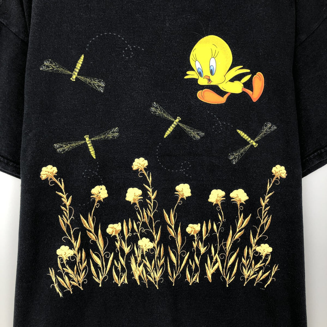 90'S Looney Tunes Tweety character print T-shirt, men's size L equivalent, vintage. cotton navy blue type Vintage Second Hand