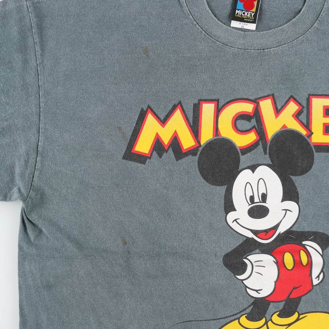 90'S MICKEY UNLIMITED MICKEY MOUSE Mickey Mouse Character Print T-Shirt, Men's XL equivalent, Vintage cotton gray type Vintage Second Hand