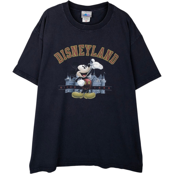 DISNEY LAND RESORT MICKEY MOUSE Mickey Mouse Character Print T-Shirt, Men's Size XL (approx.) cotton navy blue type Vintage Second Hand