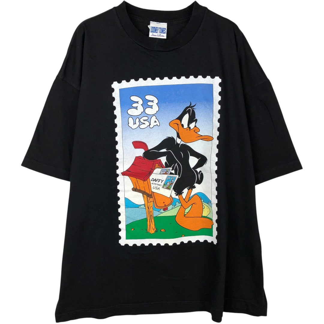 90'S Looney Tunes Daffy Duck Character Print T-Shirt, Men's Size XL (Equivalent), Vintage cotton black type Vintage Second Hand