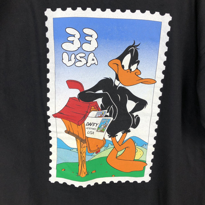 90'S Looney Tunes Daffy Duck Character Print T-Shirt, Men's Size XL (Equivalent), Vintage cotton black type Vintage Second Hand