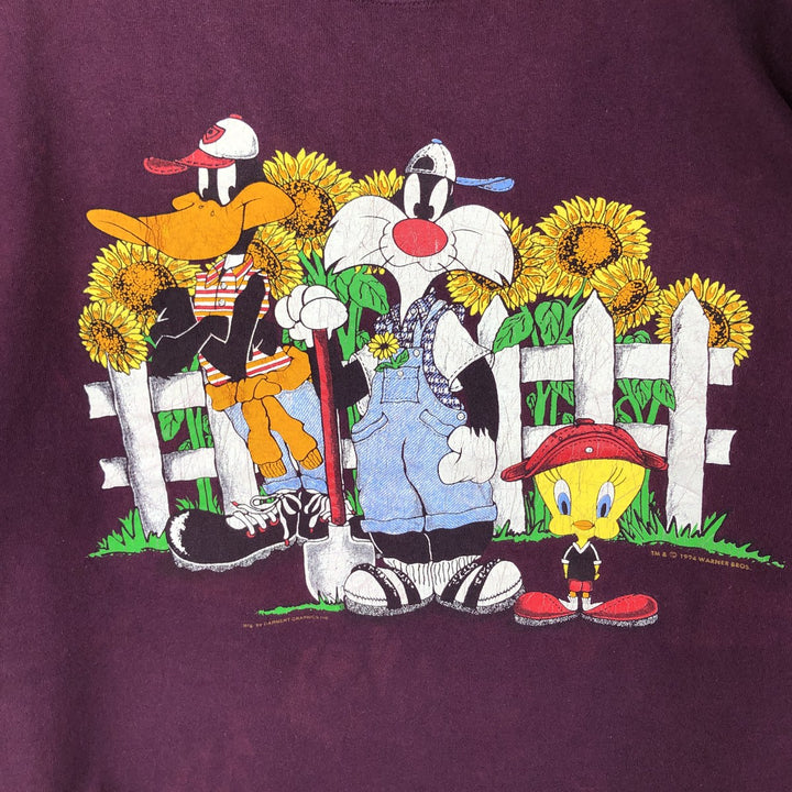 90'S Paris Sport Club Looney Tunes Tweety Character Print T-Shirt, Men's XL (approx.), Vintage unclear red type reddish brown Vintage Second Hand