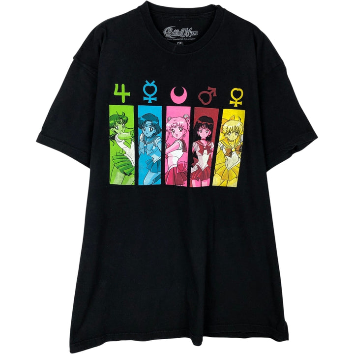 SAILOR MOON Anime Character Print T-Shirt (Men's XXL equivalent) cotton black type Vintage Second Hand