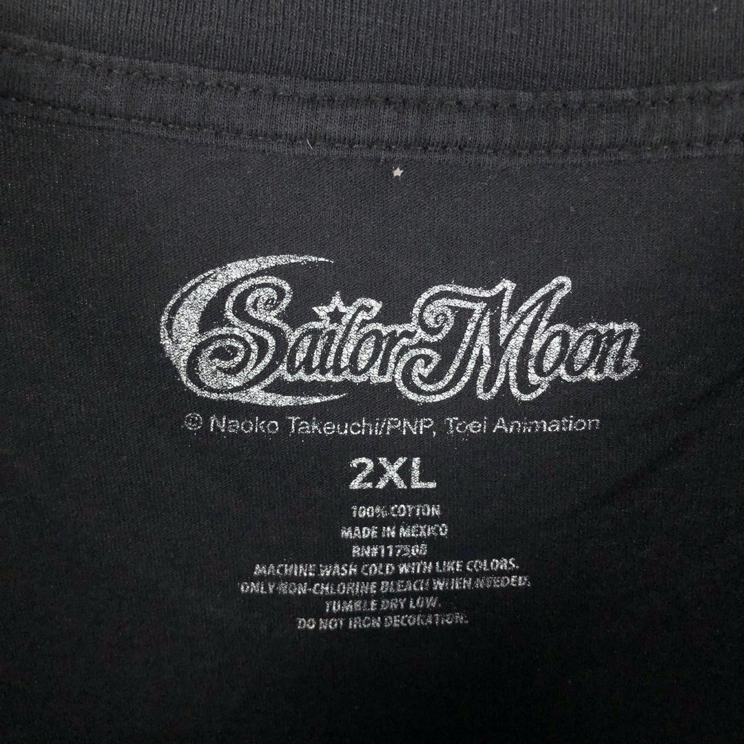 SAILOR MOON Anime Character Print T-Shirt (Men's XXL equivalent) cotton black type Vintage Second Hand