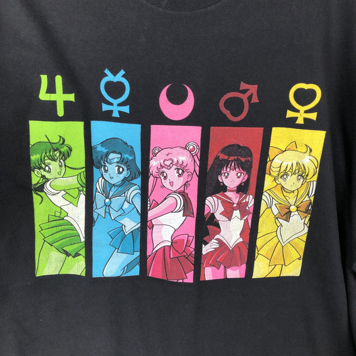 SAILOR MOON Anime Character Print T-Shirt (Men's XXL equivalent) cotton black type Vintage Second Hand