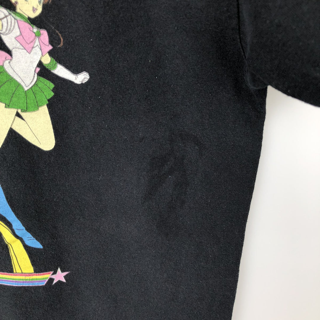 SAILOR MOON Pretty Guardian Sailor Moon Anime Character Print T-shirt Men's L size cotton black type Vintage Second Hand