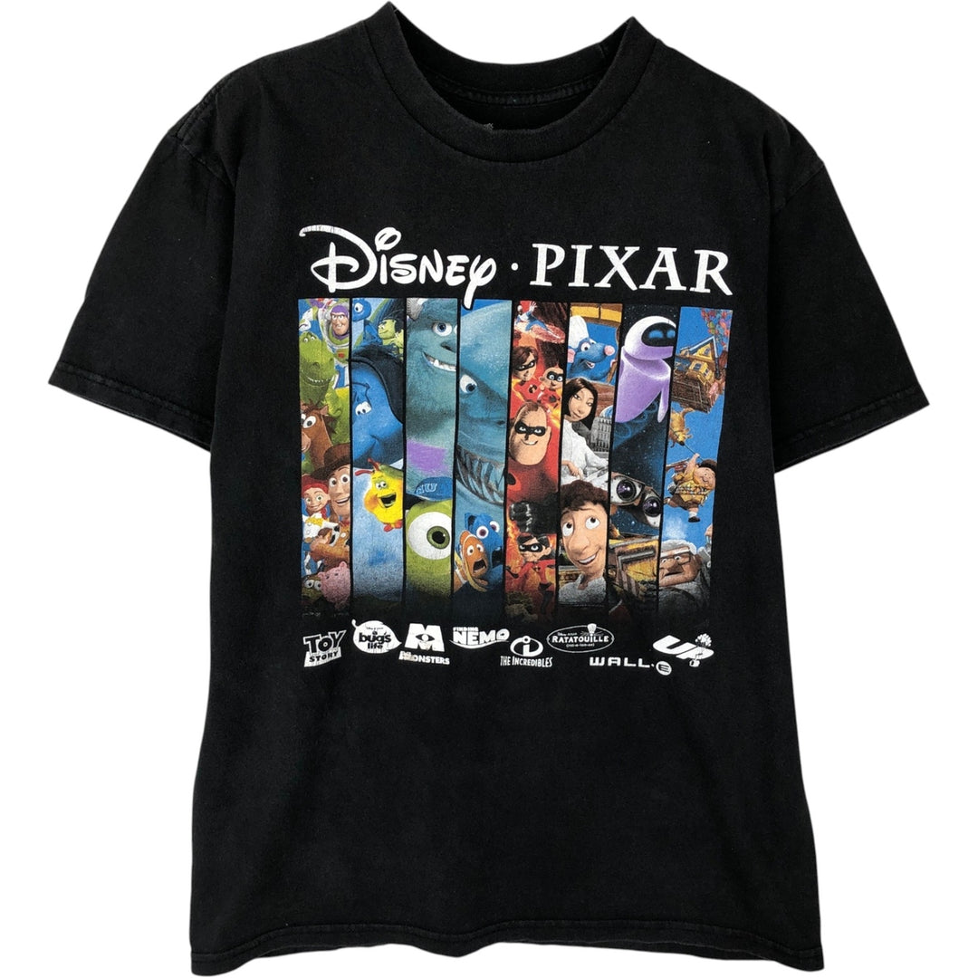 PIXAR character print T-shirt, men's size M (approx.) cotton black type Vintage Second Hand