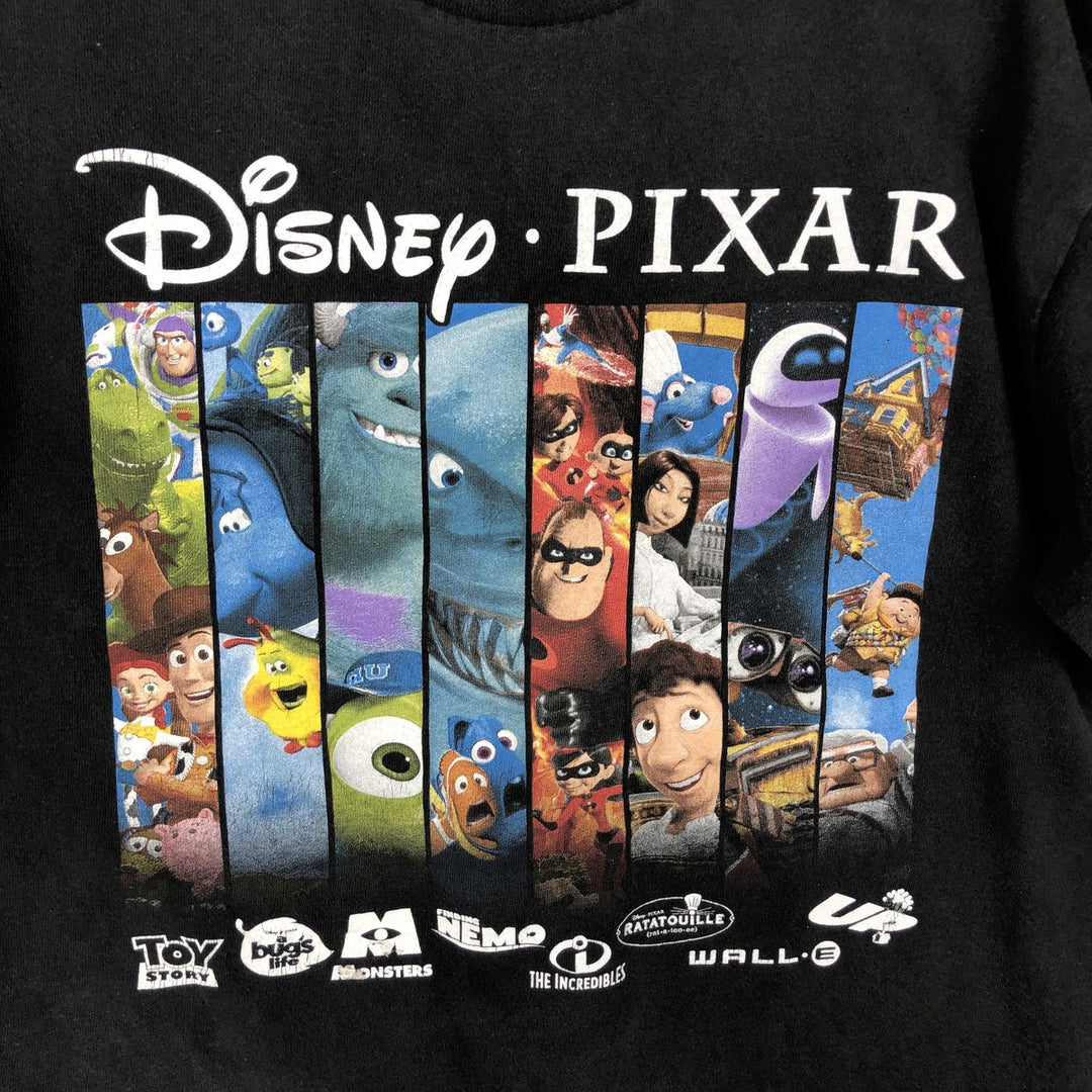 PIXAR character print T-shirt, men's size M (approx.) cotton black type Vintage Second Hand